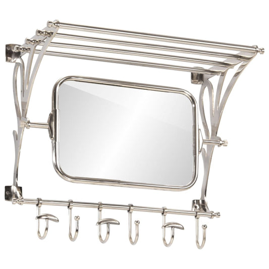 Bagagerek met kleerhangers en spiegel wandmontage aluminium